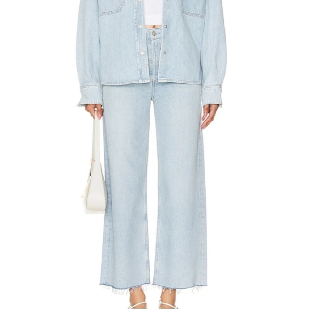 AGOLDE REN High Rise Wide Leg Frayed Hem Denim Jeans